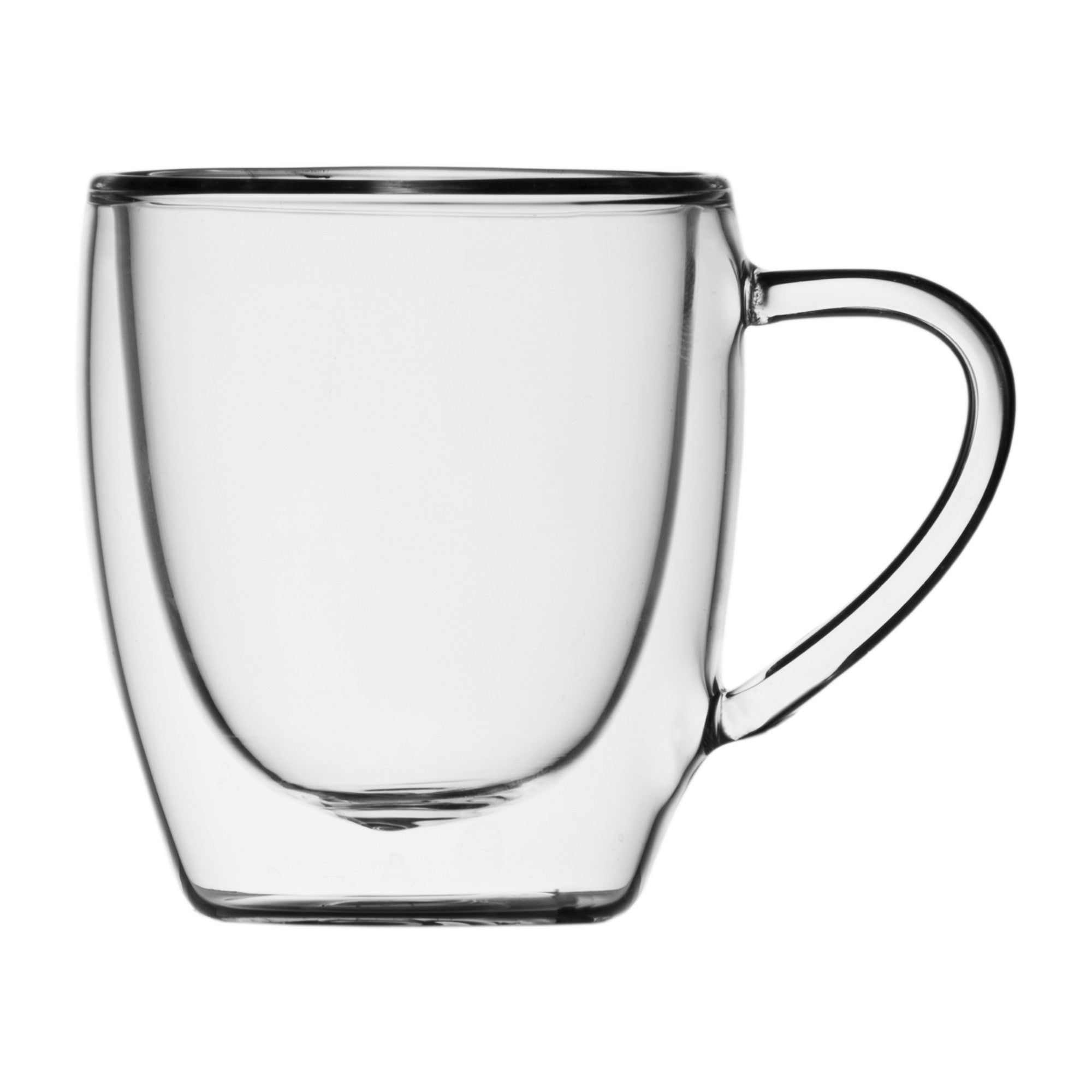 Insulated Double Wall Mug Cup Glass-Set of 4 Mugs/Cups Thermal,435ml, Clear, Safdie Co.