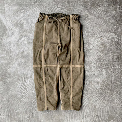 Olive Green Handloom Cotton Wide Leg Pants Large(32)