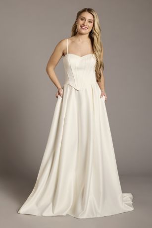 Satin Corset Bodice Ball Gown Wedding Dress