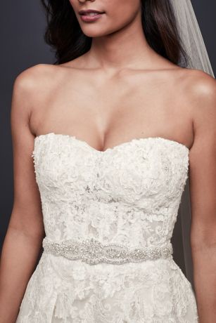 Graduated Scallops Beaded Satin Sash 