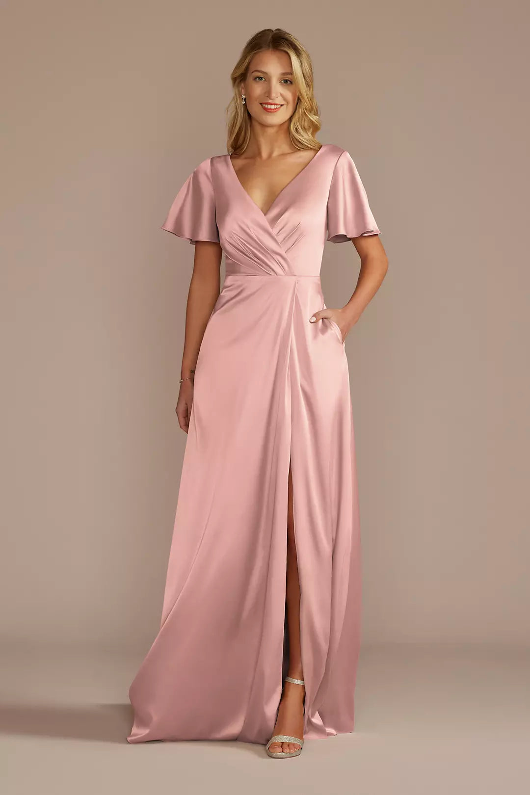 Short Sleeve Stretch Charmeuse Dress