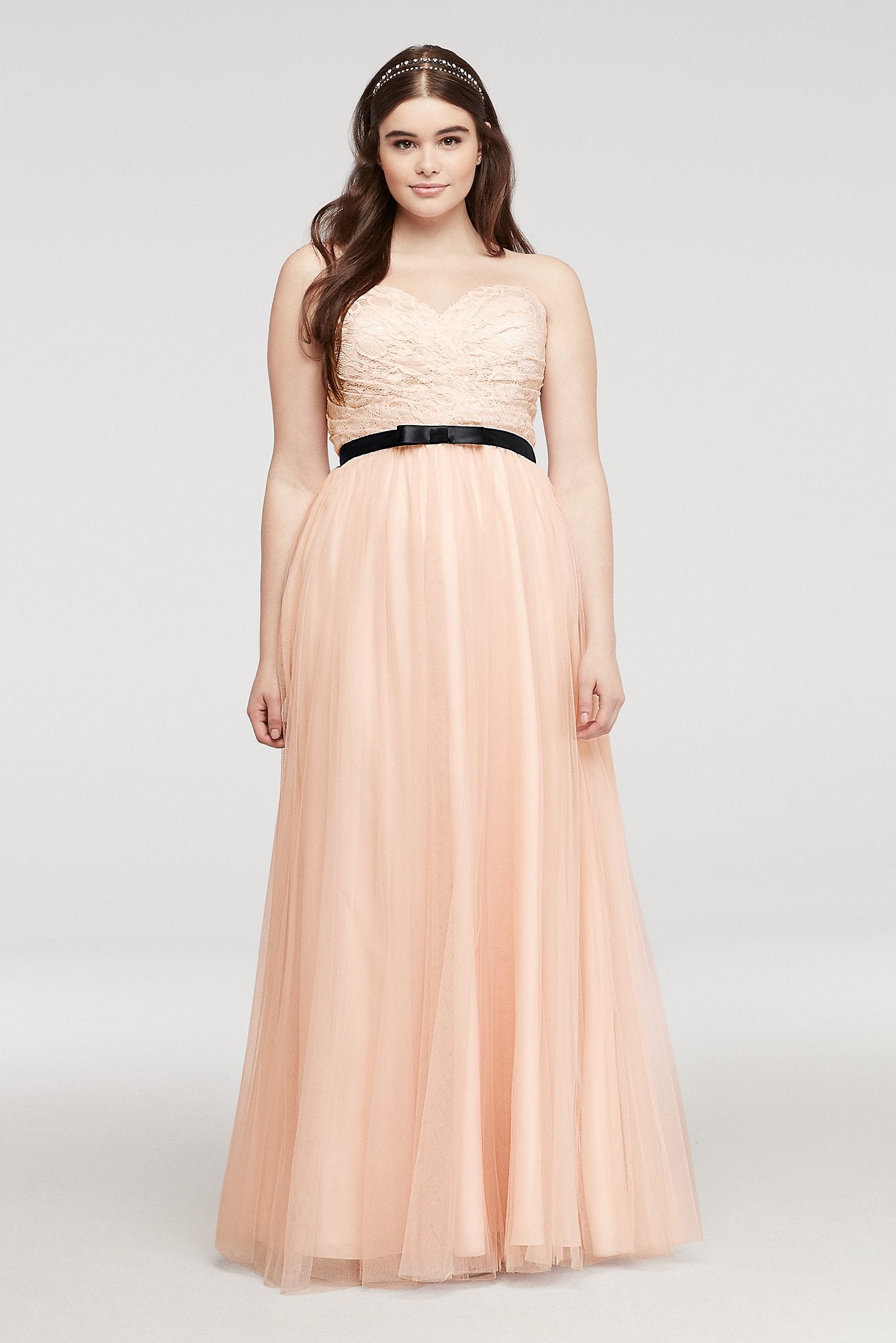 Picture of Strapless Tulle Prom Dress with Sash