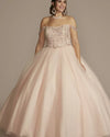 Off-the-Shoulder Beaded Plus Size Quince Ball Gown