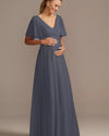 Flutter Sleeve Mesh Maternity Dress