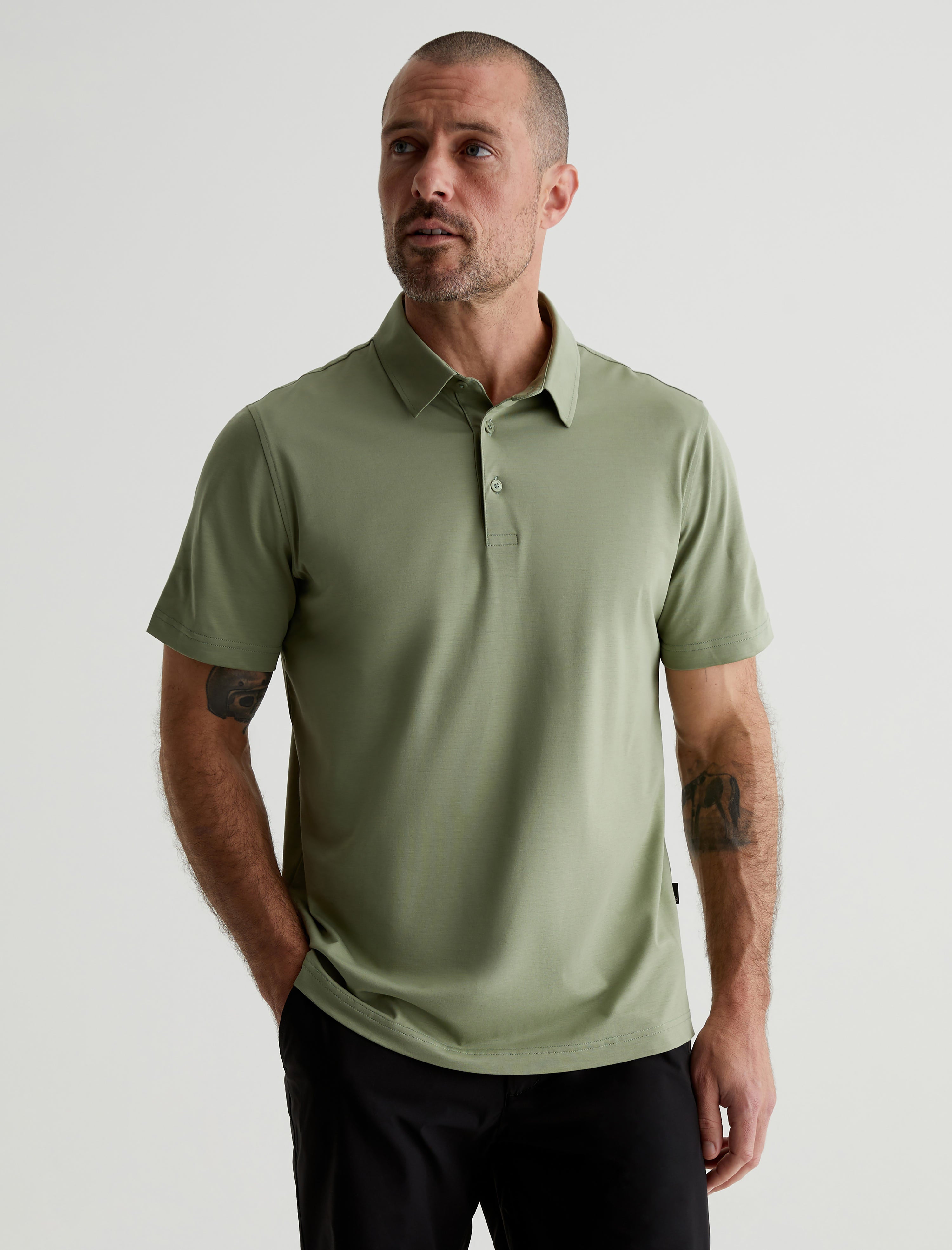 Shop Ag Jeans Ace Active Performance Polo In Green
