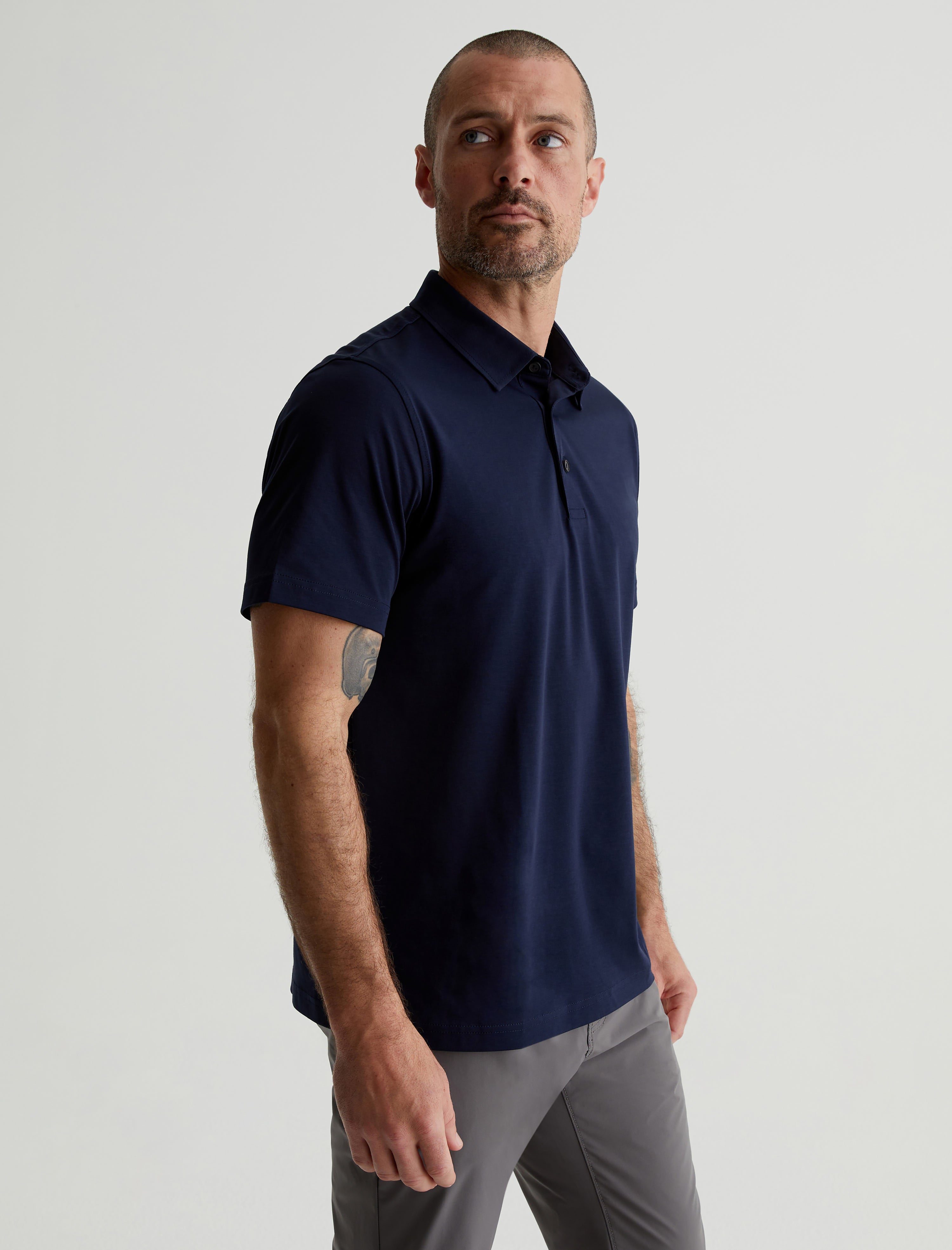 Shop Ag Jeans Ace Active Performance Polo In Blue