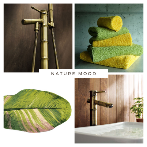 Bamboo Bronze Brass Faucets and Showers in green bathroom