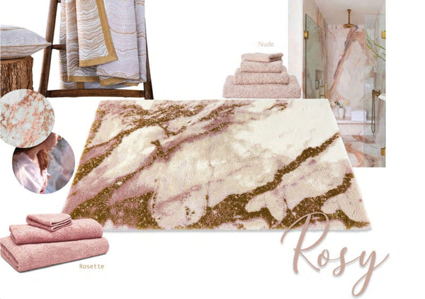 luxury rosy pink and white color bathroom mat