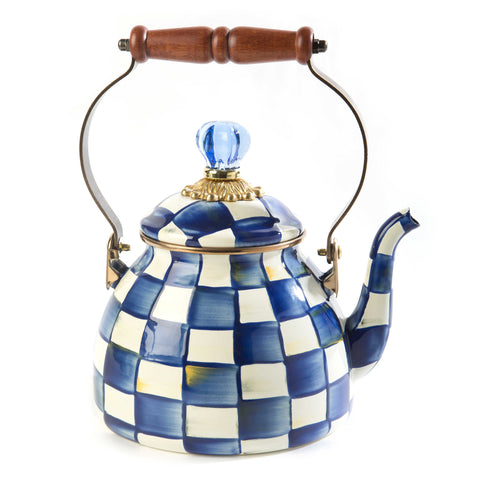 blue tea kettle enamel royal check