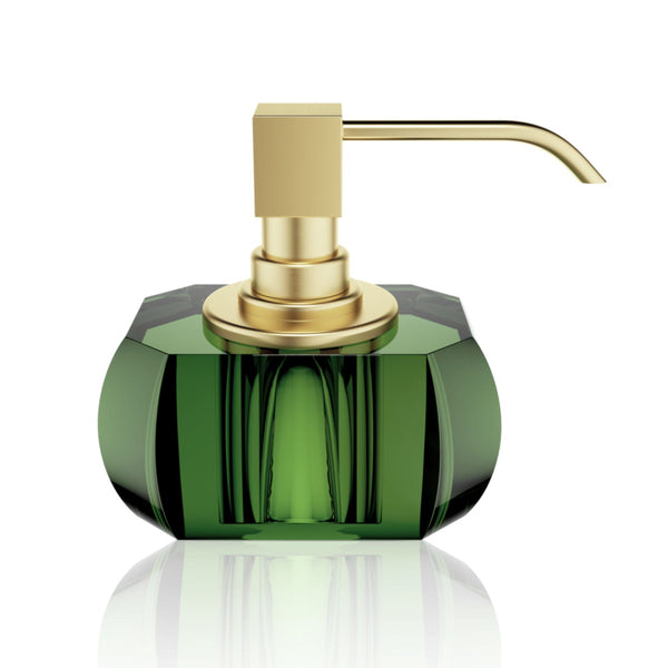 Luxury Crystal Liquid Soap Glass Dispenser | English Green - |VESIMI Design| Luxury and Rustic bathrooms online