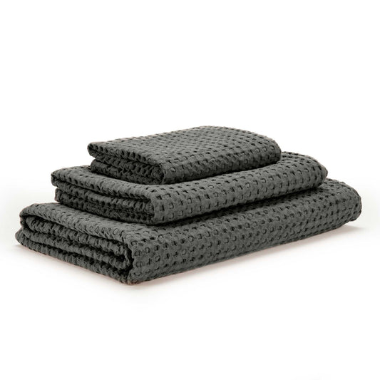 Black Waffle Weave Cotton Bath Towel by World Market