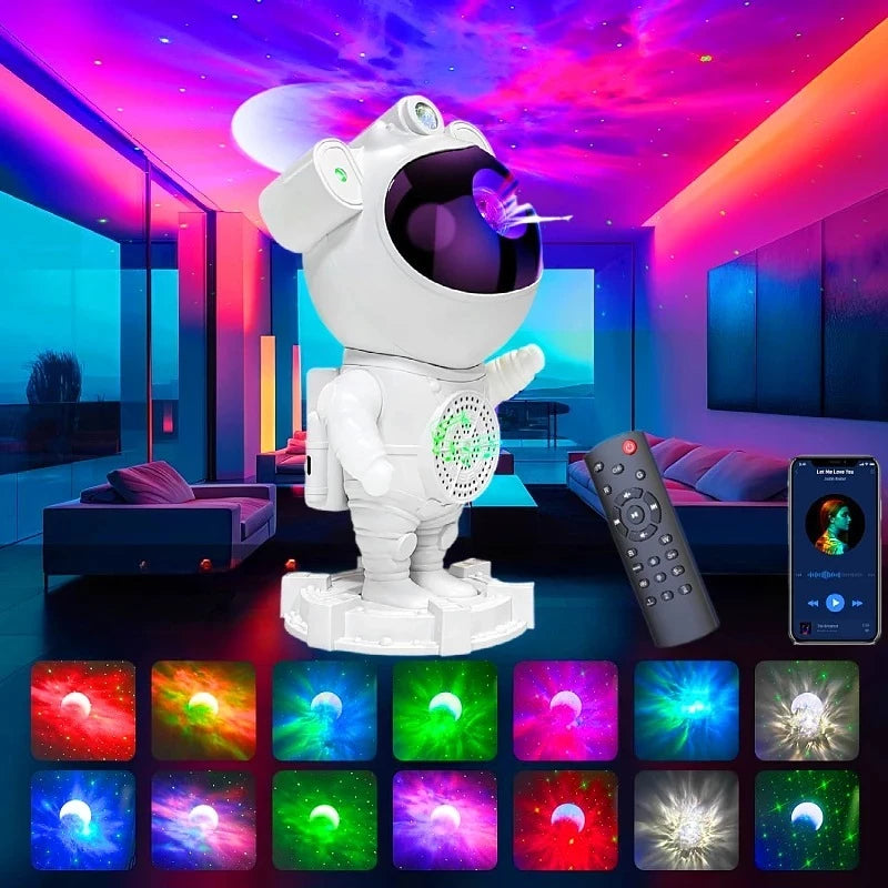 Imagem 2 de Caixinha de Som Astronauta Bluetooth Com Projetor Estelar Cor da Cúpula Fumê Cor da Estrutura Branco 110v/220v