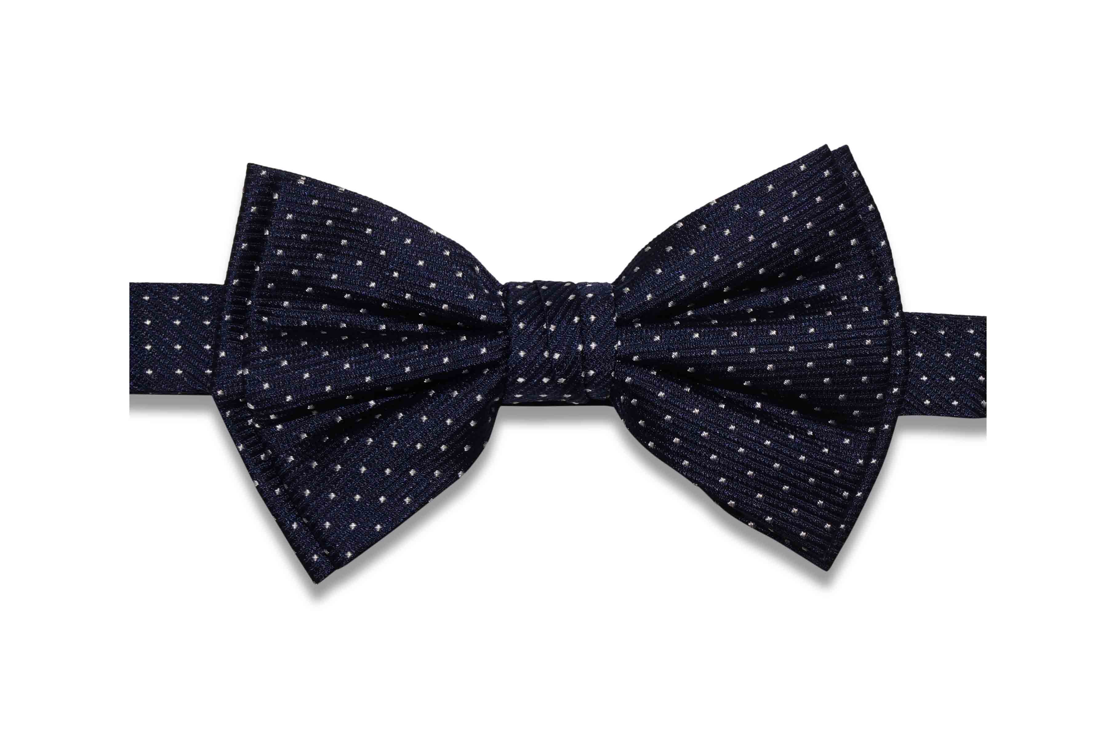 Navy Pin Dots Silk Bow Tie Pre Tied Aristocrats Bows N Ties