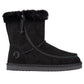 Kid's Black BILLY Cozy Boots, zipper shoes, like velcro, that are adaptive, accessible, inclusive and use universal design to accommodate an afo. Footwear is medium and wide width, M, D and EEE, are comfortable, and come in toddler, kids, mens, and womens sizing.