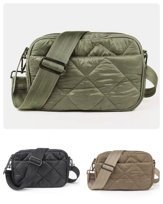 Nylon Quilted Puffer Sling/Chest Bag - Black, Olive or Ivory – Peace Love  Fashion Wholesale