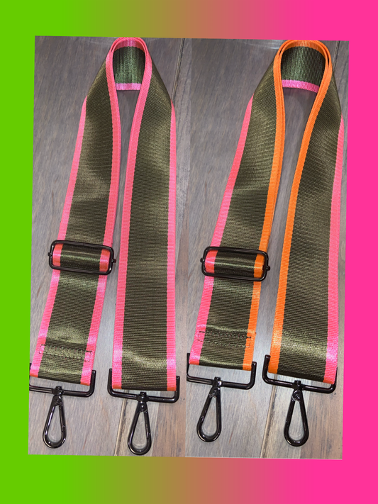 Olive & Pink Purse Strap | Game Day | Crossbody | Guitar | Messenger | Bag | Adjustable | Shoulder