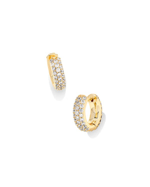 Kendra Scott Mikki Pave Huggie Earrings in Gold - shopflowersplus.com
