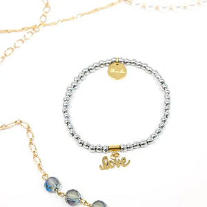 Silver Beaded Love Bracelet - Janine’s Boutique