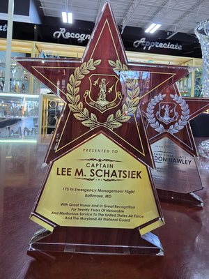 Freestanding Star Shaped Acrylic - G&W Awards by Allogram South