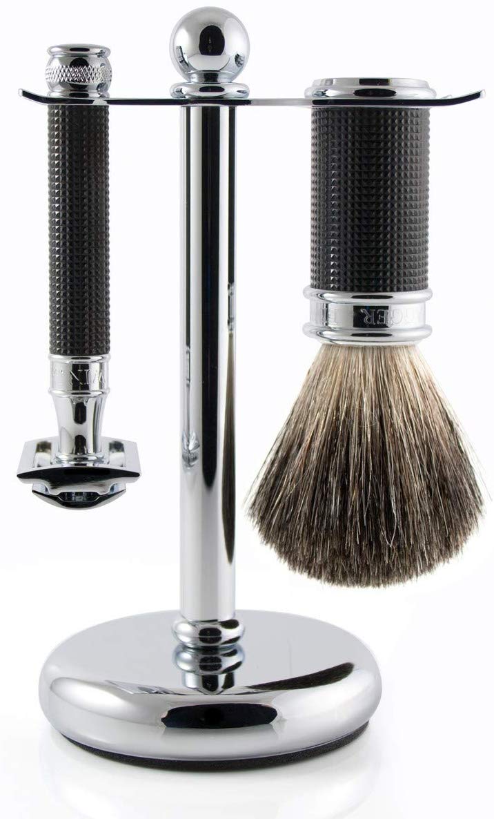 Edwin Jagger 3pc Black Rubber Coated Shaving Set (DE) – L7 Market