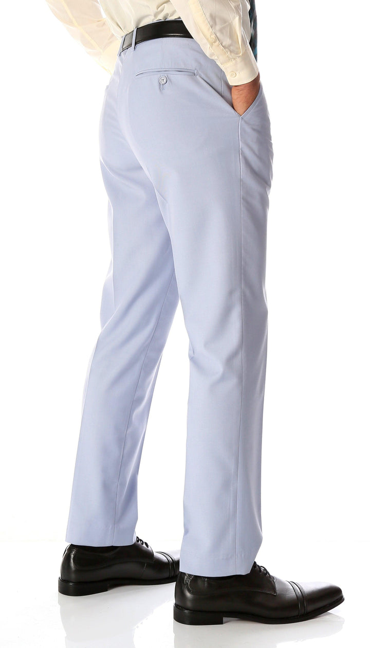 Sky Blue Slim Fit Pants - Flat Front