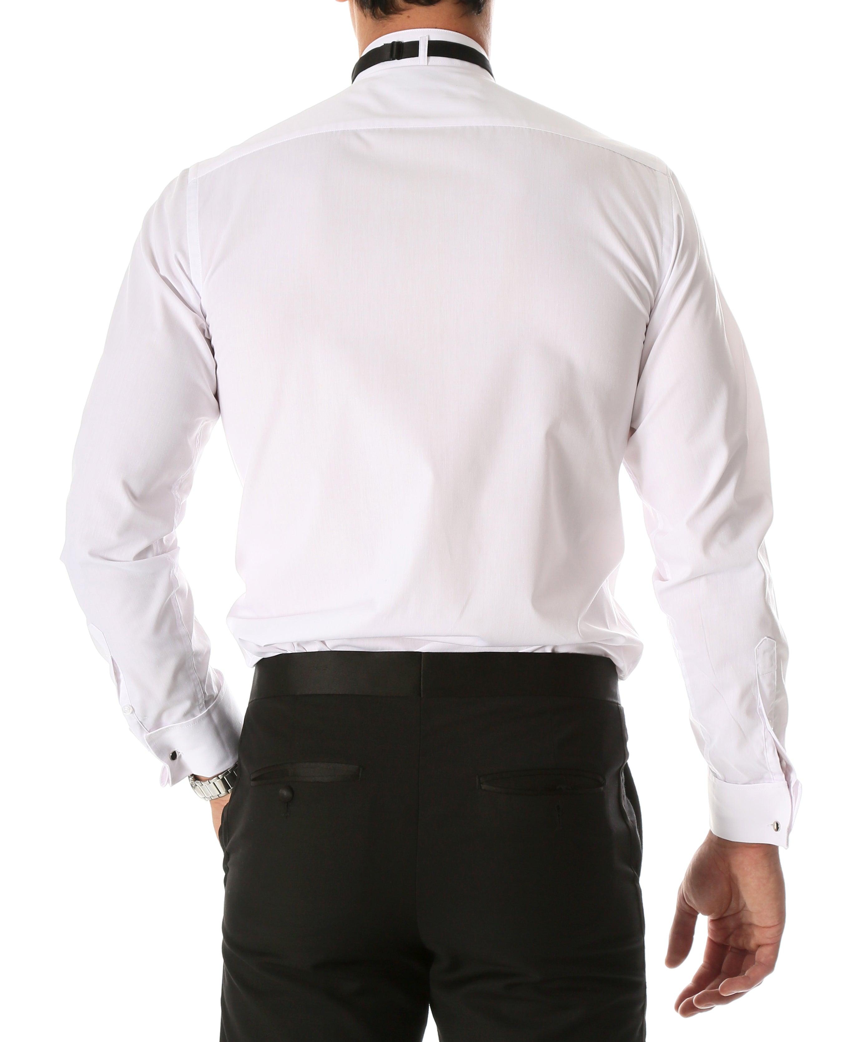Ferrecci Men's Max Slim Fit Wing Tip Collar Pleated Tuxedo Shirt ...