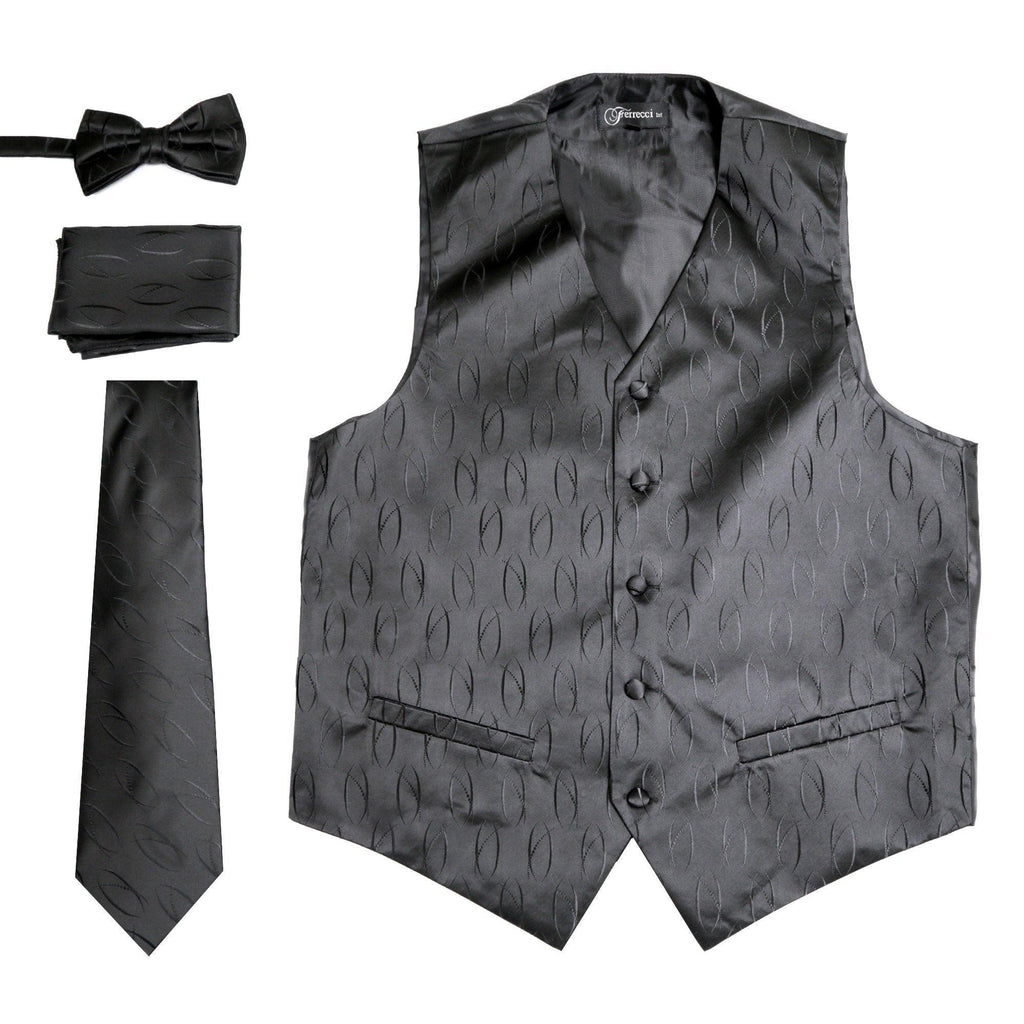 Premium Black 100% Wool Backless Formal Vest & Bowtie - BIG AND