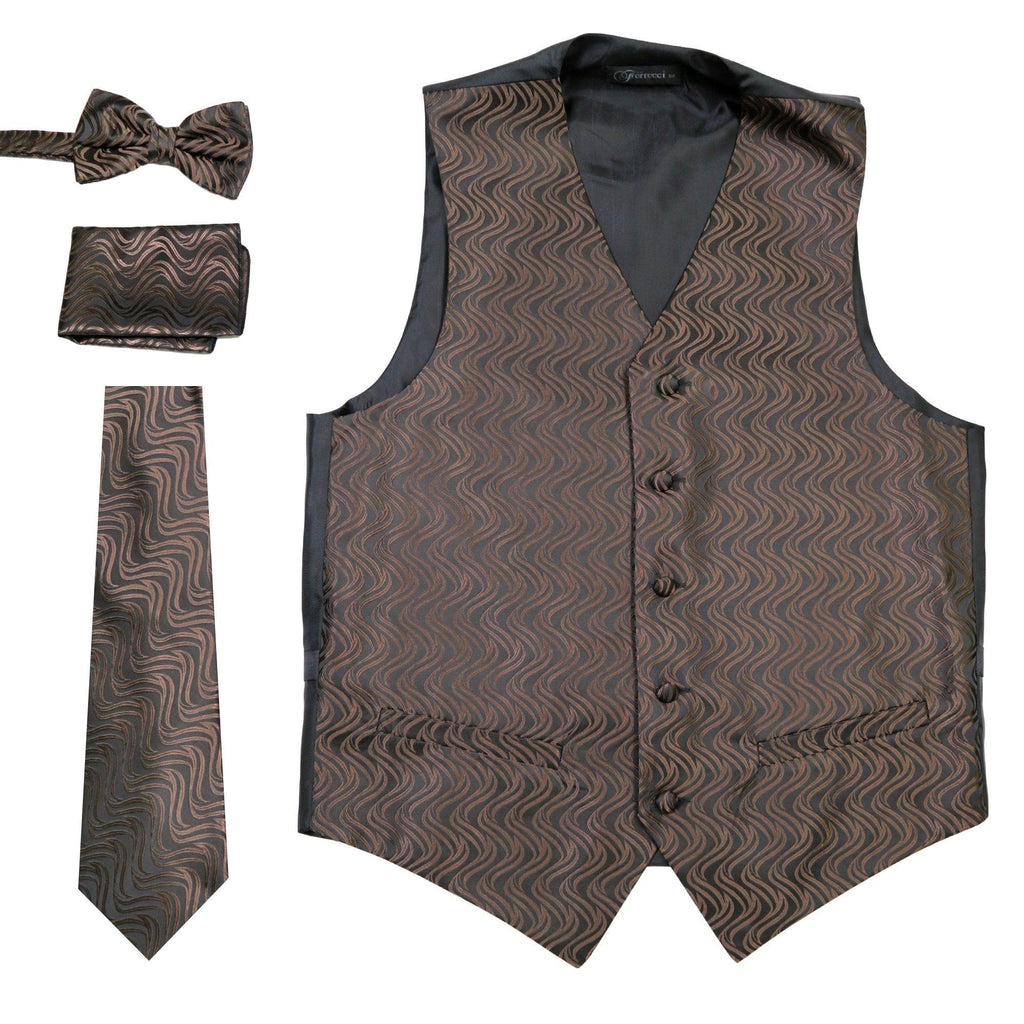 Premium Black 100% Wool Backless Formal Vest & Bowtie - BIG AND