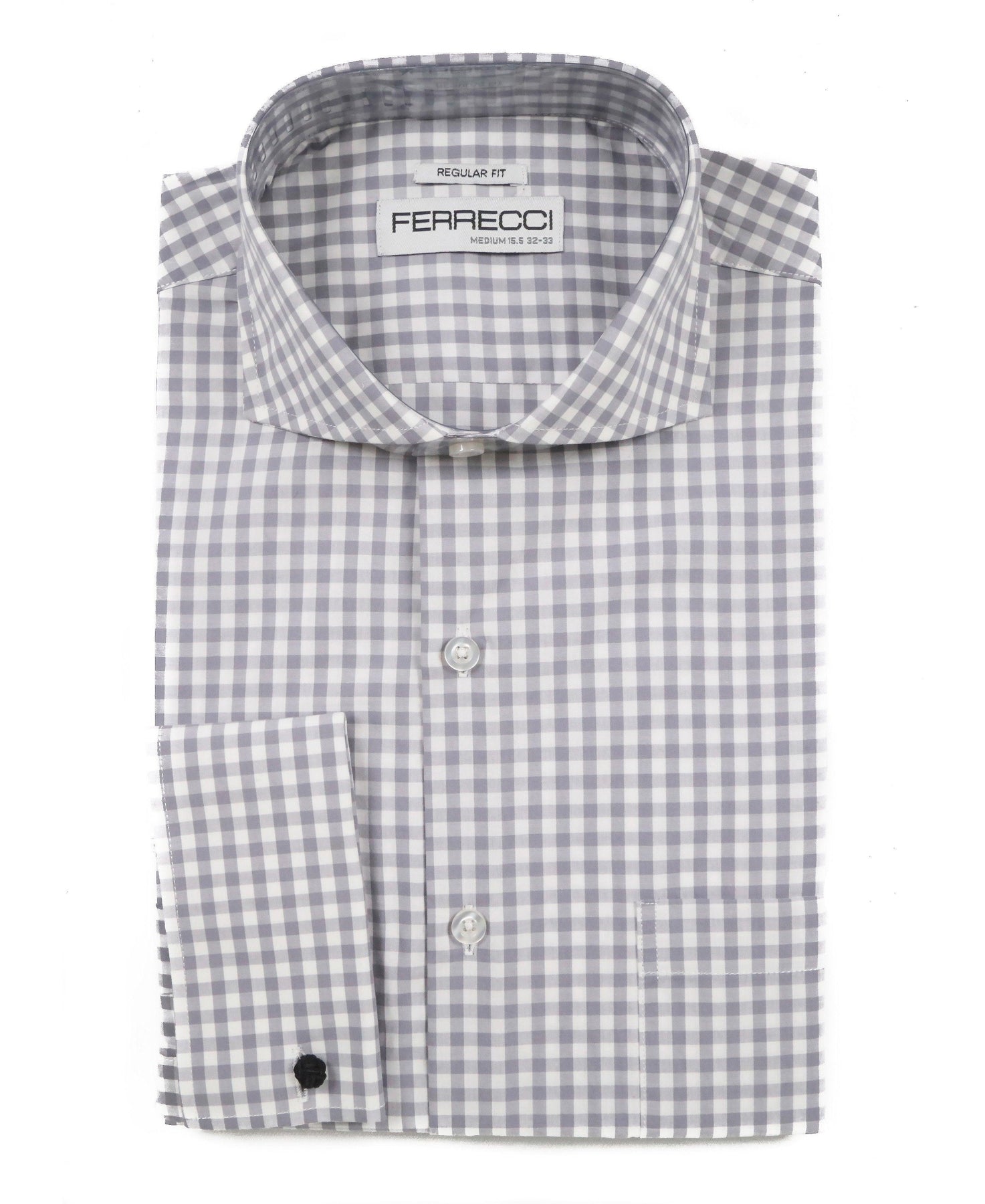 Red Gingham Check French Cuff Dress Shirt - Regular Fit