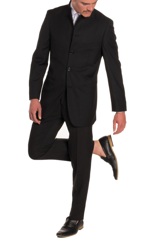 Mandarin Collar Modern Fit 2pc Suit - Black | FERRECCI – Ferrecci USA