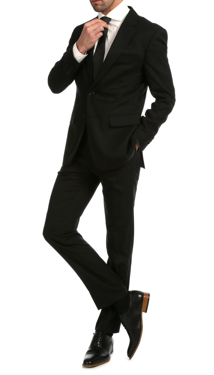 Mason Black Men's Premium 2 Piece Wool Slim Fit Suit – Ferrecci USA
