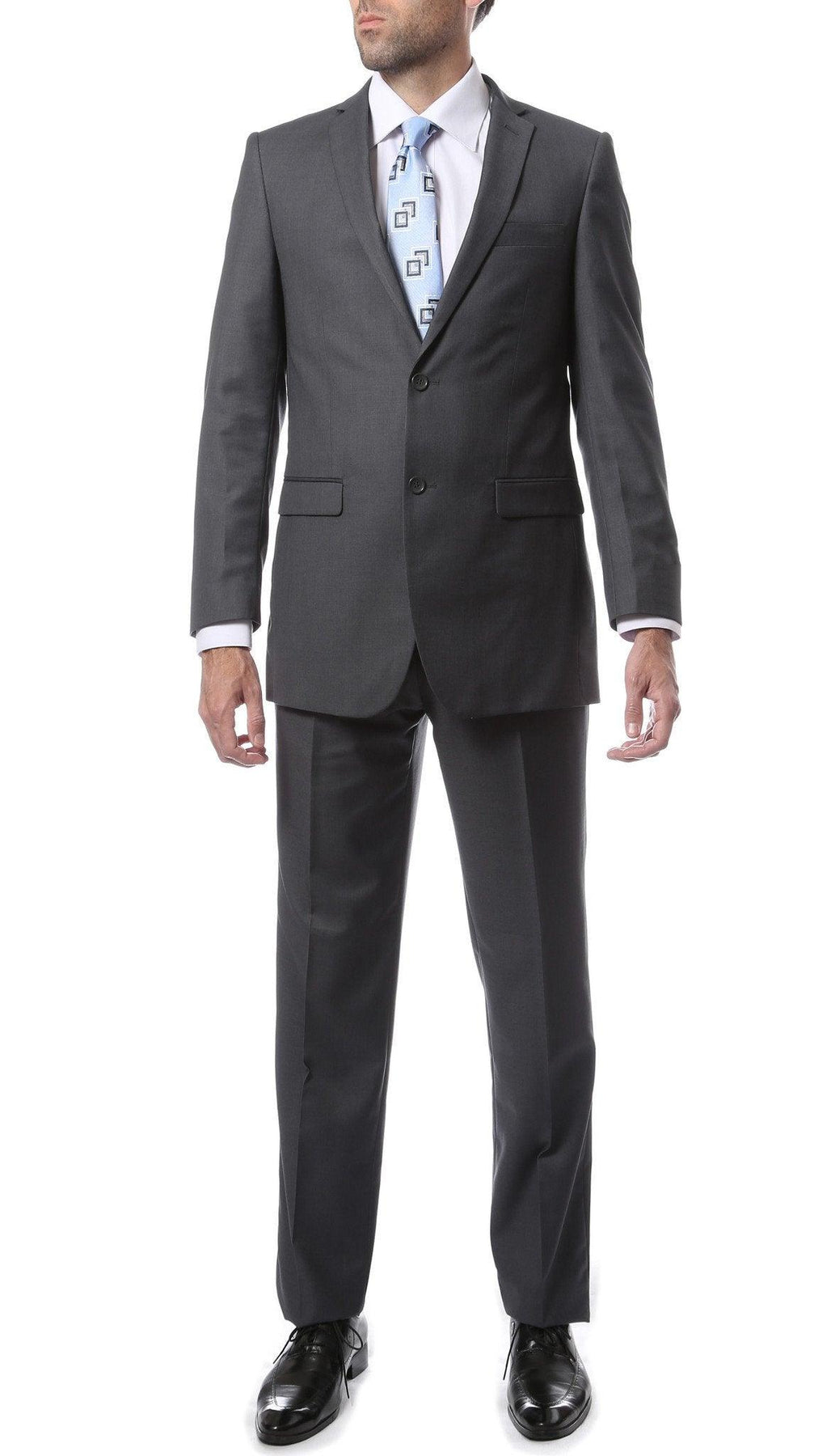 Mens 2 Button Charcoal Regular Fit Suit