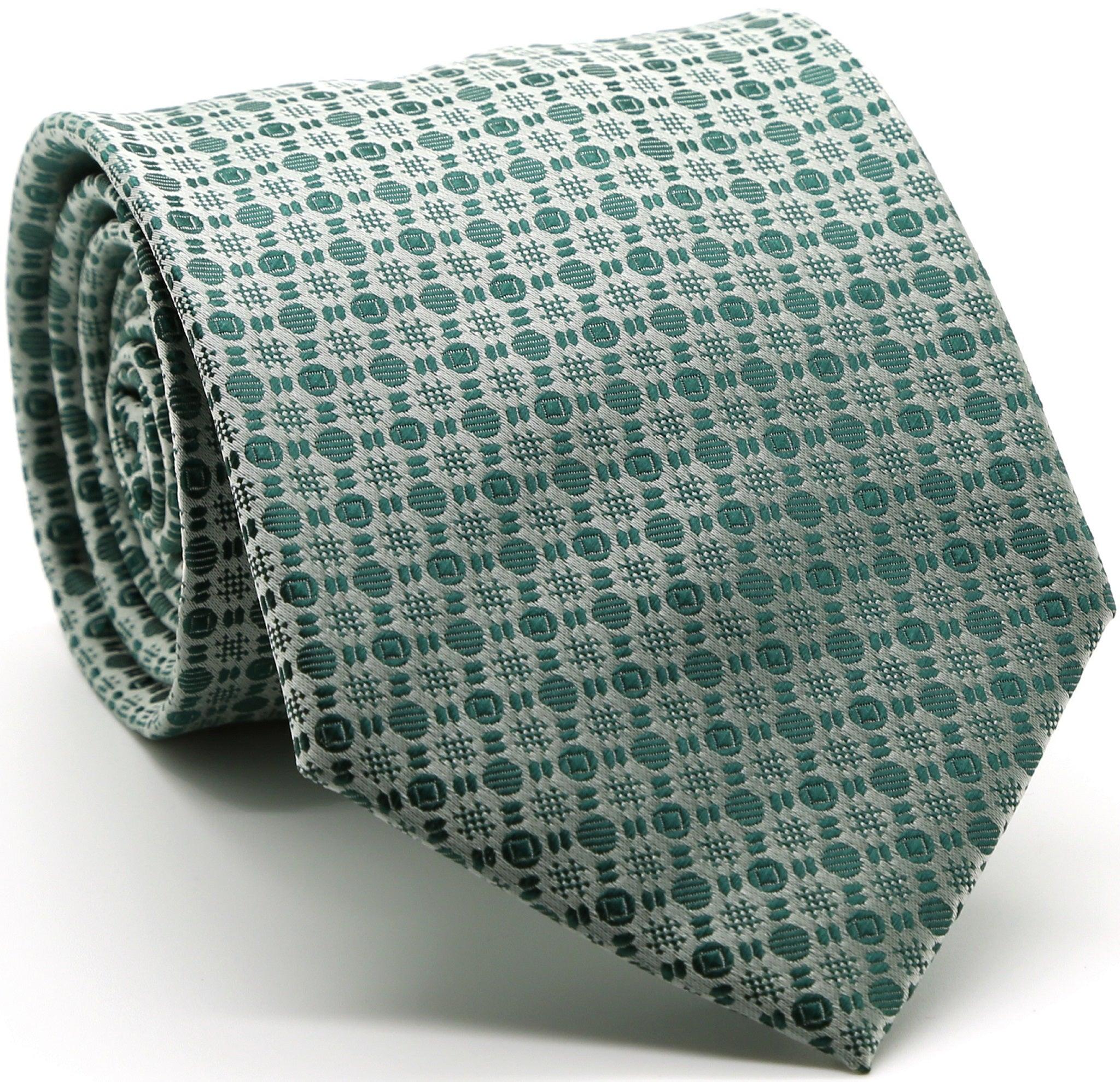 Mens Dads Classic Green Geometric Pattern Business Casual Necktie & Ha ...