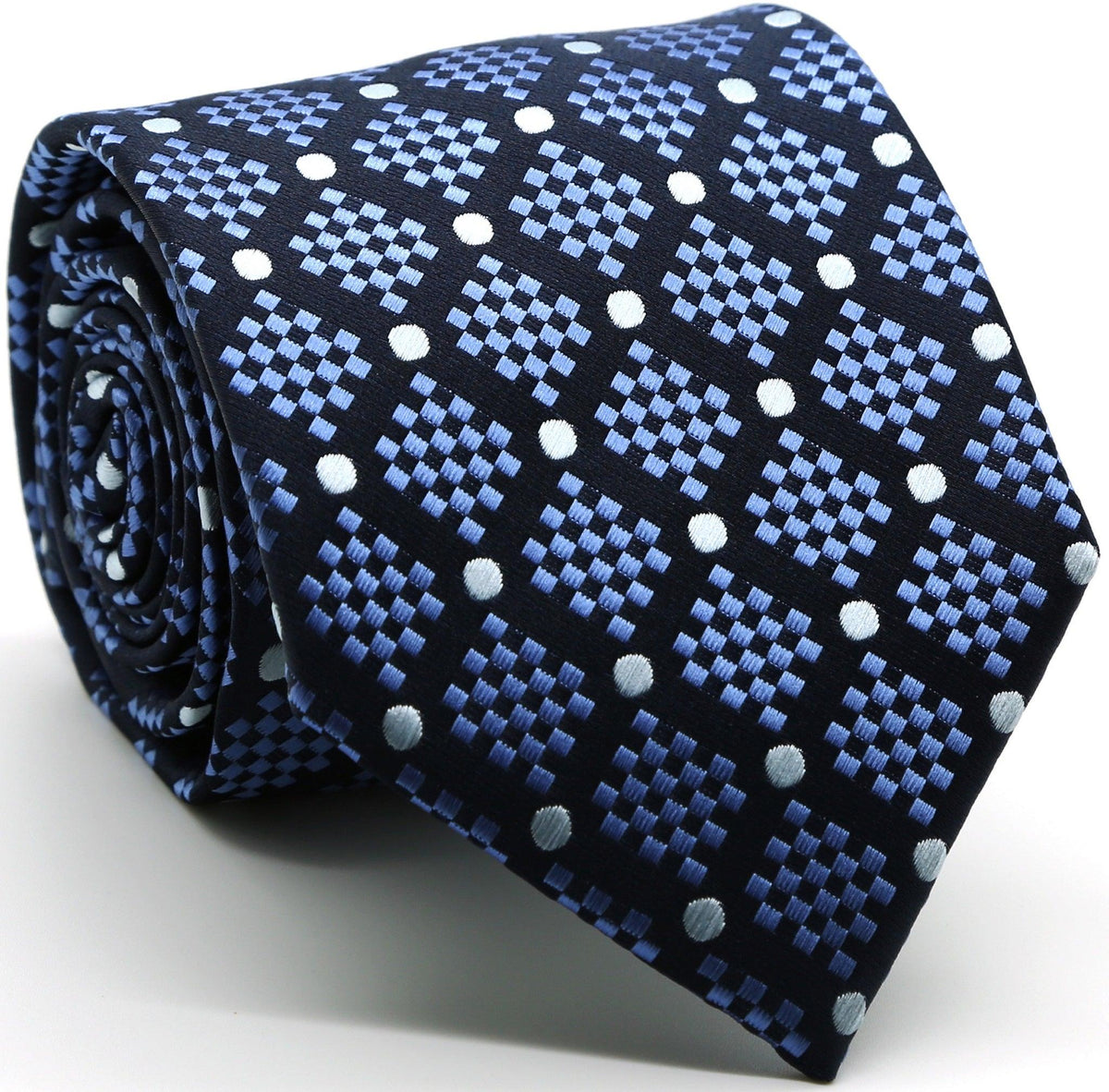 Mens Dads Classic Navy Circle Pattern Business Casual Necktie & Hanky ...