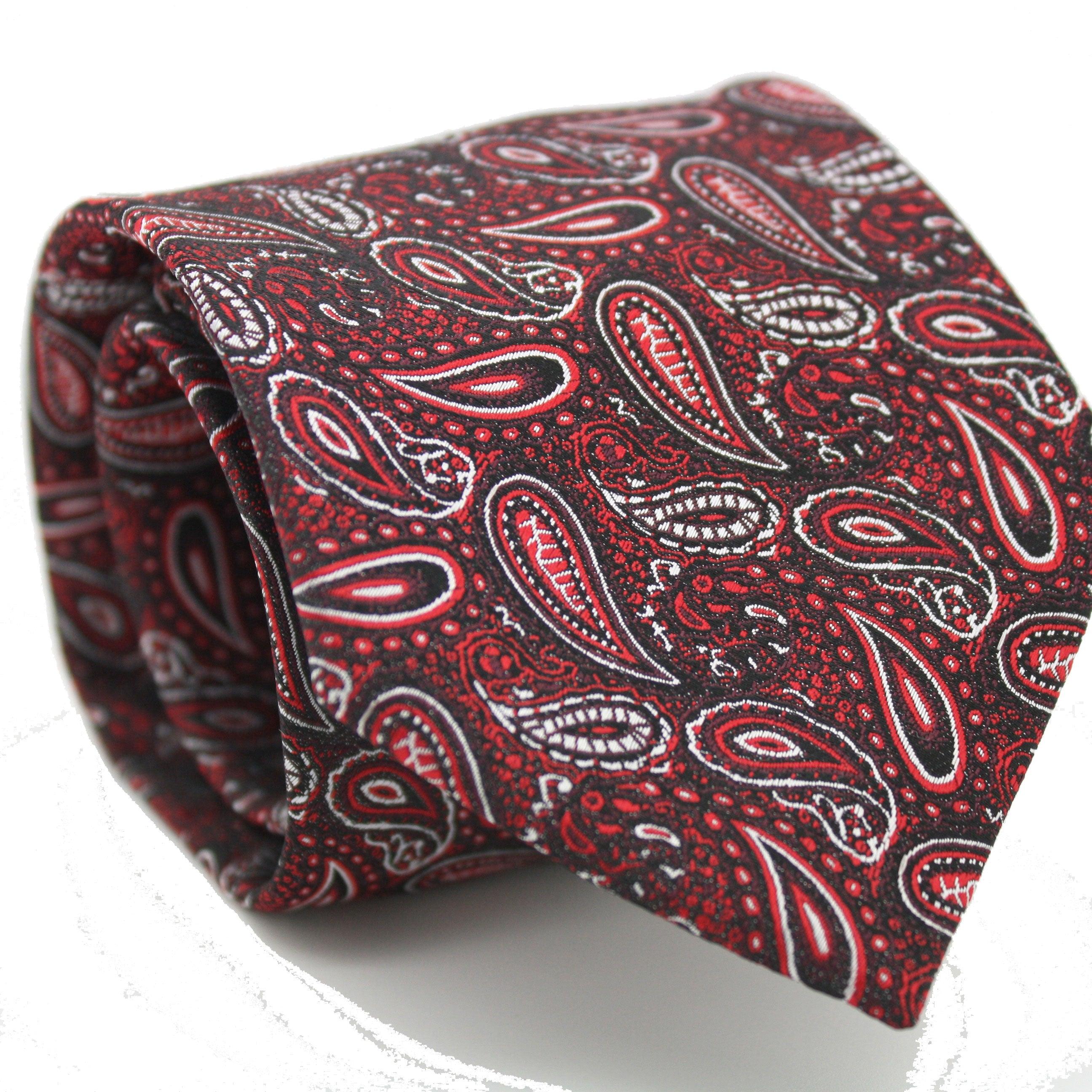 Mens Dads Classic Red Paisley Pattern Business Casual Necktie & Hanky ...