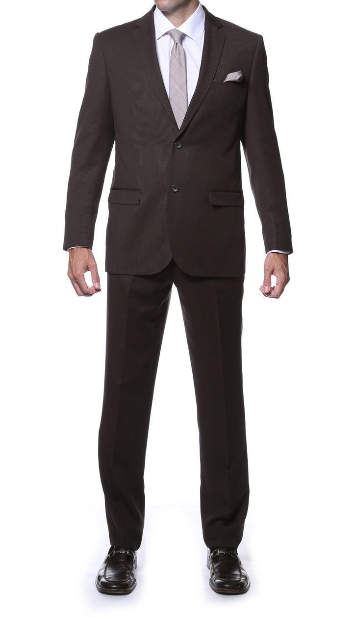 Ferrecci Slim Fit Brown Striped Tone on Tone 2 pc suit – Ferrecci USA