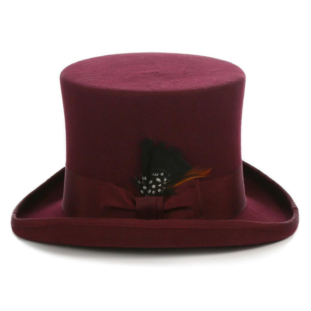 Men's Burgundy Top Hat | Mad Hatter Hat | Steampunk Hat | FERRECCI ...