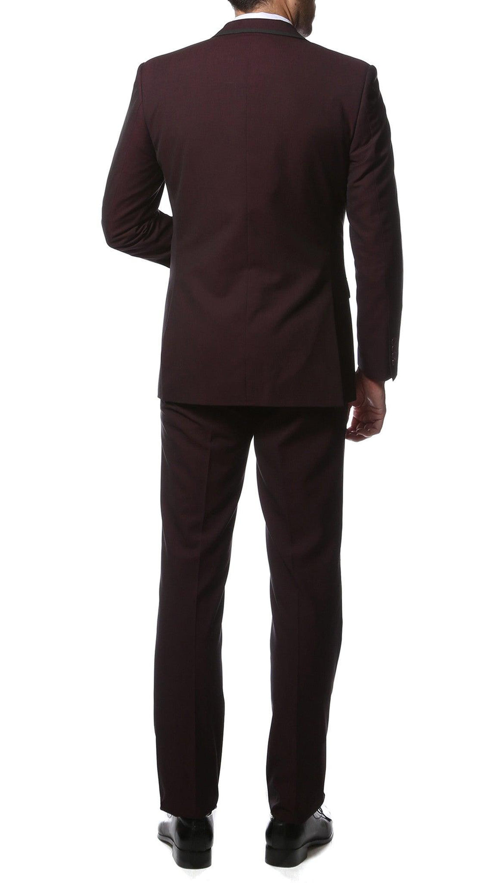 the alta moda 3pc peak lapel burgundy super slim tuxedo ferrecci usa