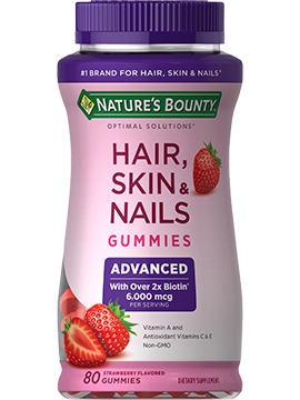 Amazoncom Natures Bounty Hair Skin and Nails Vitamins with Biotin   Vitamin C Optimal Solutions Hair Skin and Nails Gummies  Strawberry  Flavored 80 Gummies 3 Pack  80 Count  Health  Household