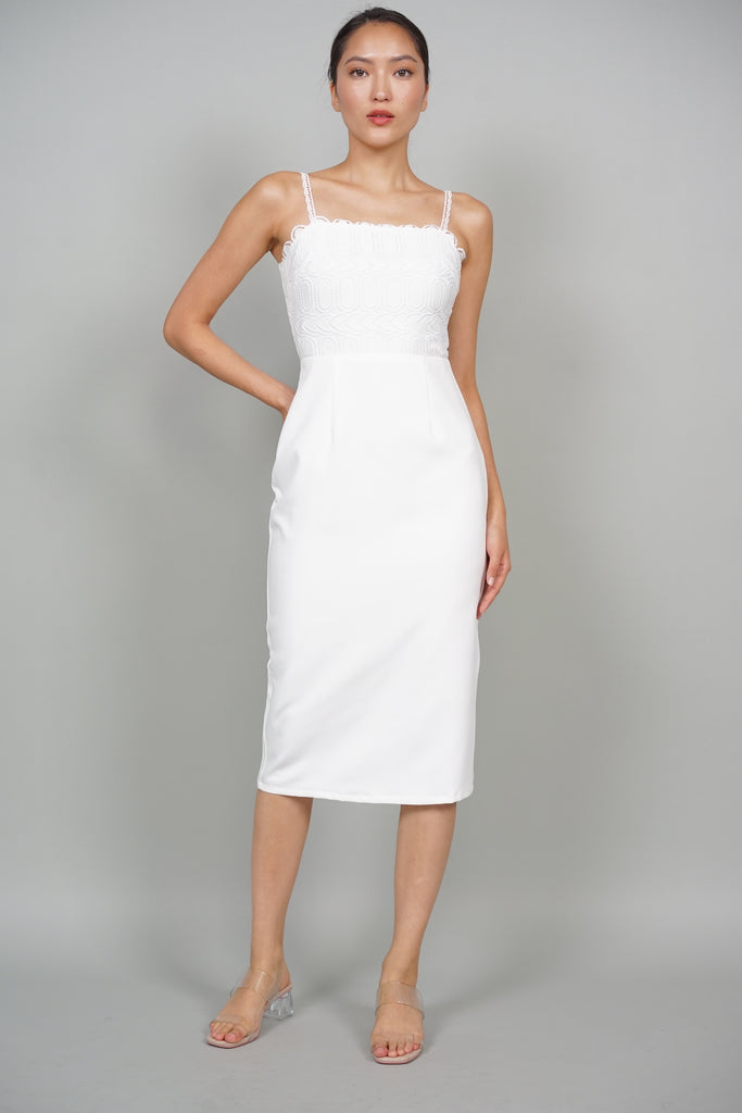 White Frances Midi Dress – in