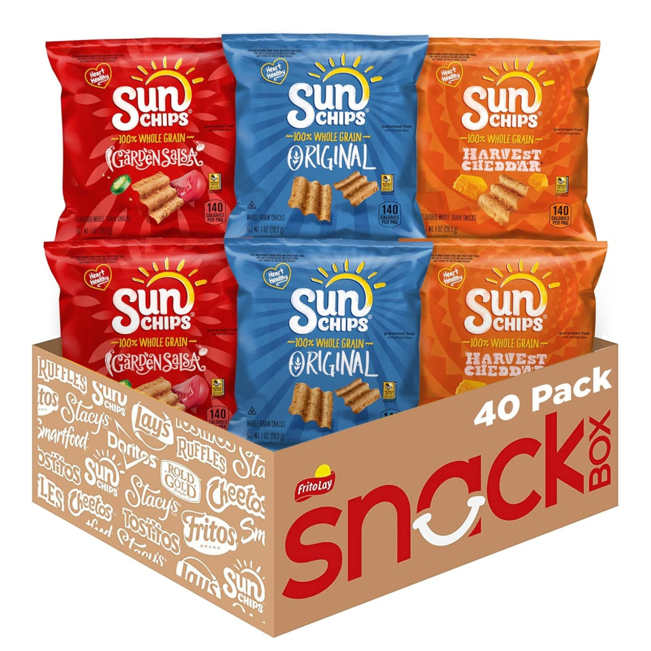 SunChips Multigrain Snacks, Variety Pack, 1 Ounce (Pack of 40)