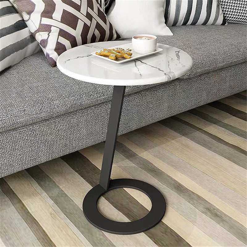 40 CM, Pillar Side Table with Marble Top, Coffee Table for Living Room, Guest Room, Bedroom