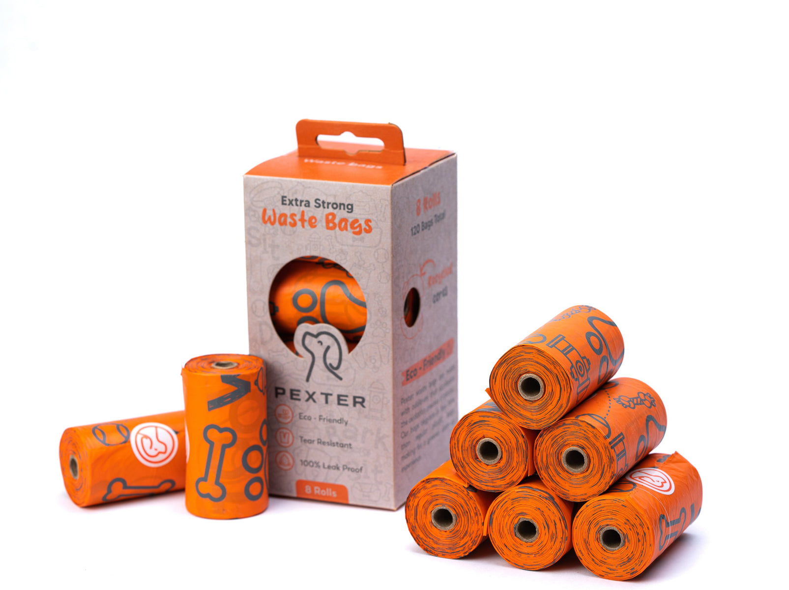 Pexter Eco-Friendly Poop Bags (8 Rolls - 120 Waste Bag Count)