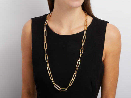 Italian Small Oval Link Gold Chain in 18K Gold, by Beladora