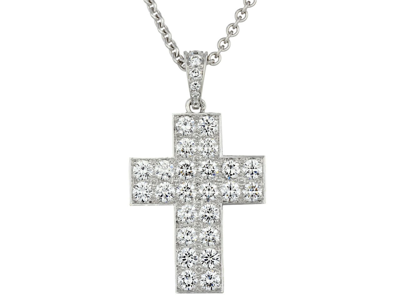 Authentic Cartier Cross 18k White Gold Diamond Charm Pendant Link Necklace  Paper | Fortrove
