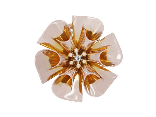 18K GOLD 45 CARAT DIAMOND FLOWER BROOCH