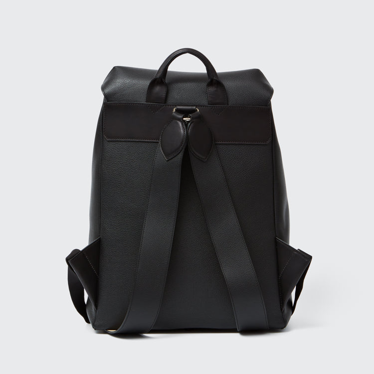 Flap Backpack Leather Black - Accessories - gallery - 2