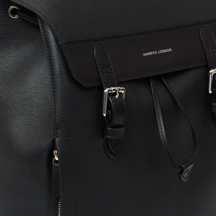 Flap Backpack Leather Black - Accessories - gallery - 3