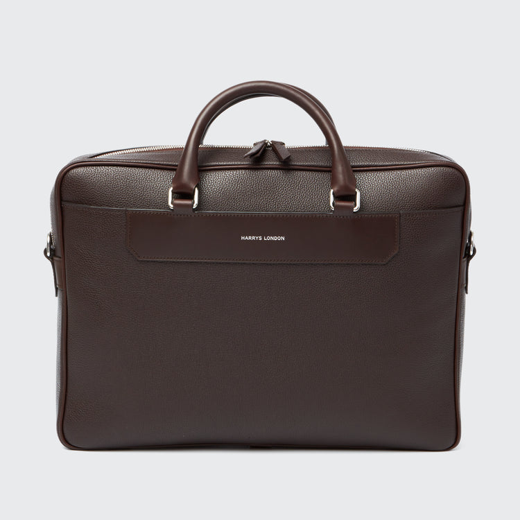 Briefcase Grained Leather Chocolate - Accessories - gallery - 1