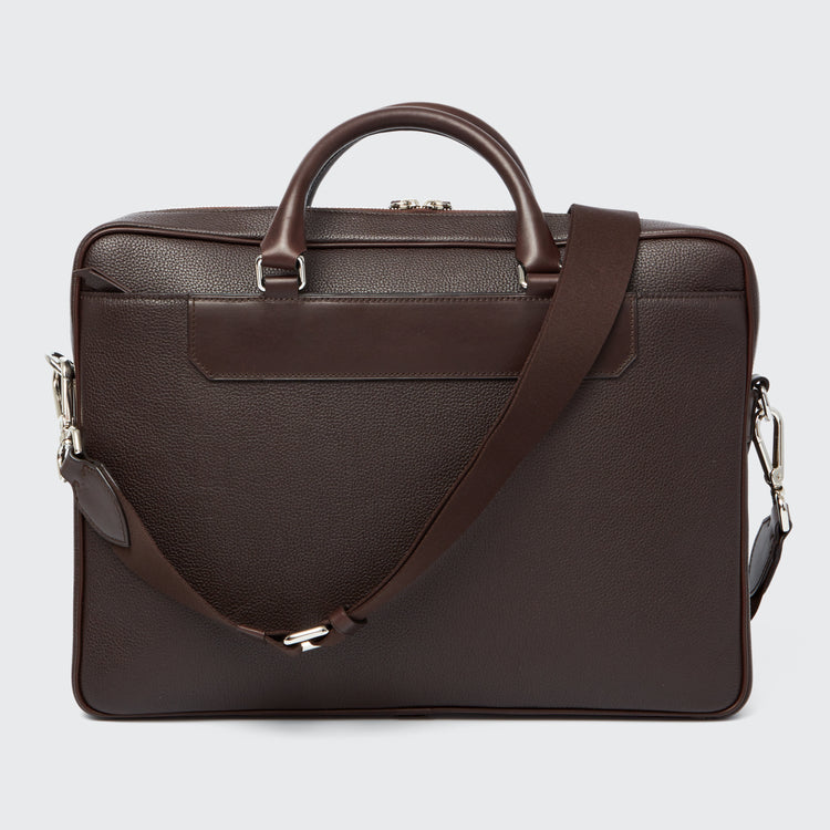 Briefcase Grained Leather Chocolate - Accessories - gallery - 4